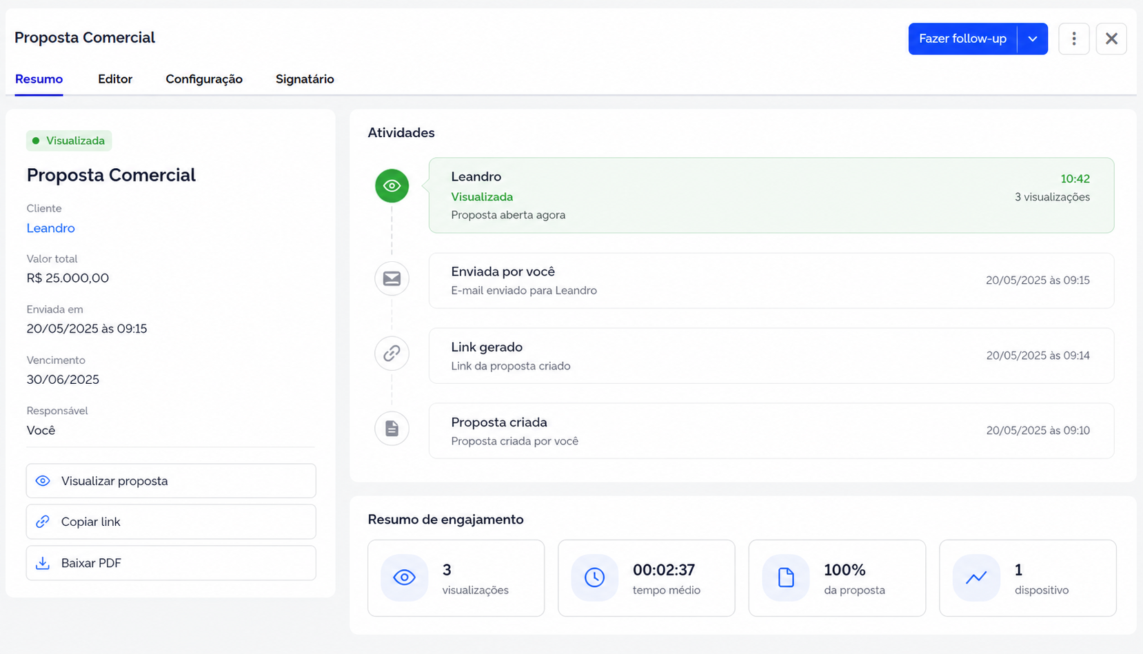 Real-time tracking — Commercial Proposals